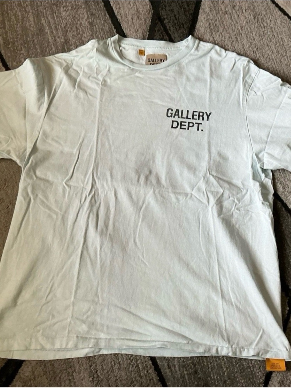 Size XL - Gallery Dept Light Blue Wash Short Sleeve Logo Tee Shirt